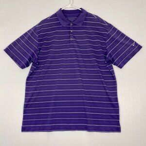 Nike Golf Dri Fit Polo Shirt  Mens SZ XL Purple Striped Short Sleeve Performance
